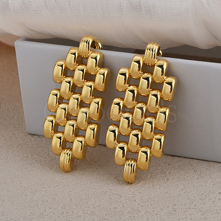 Hollow Hexagon Brass Stud Earrings for Women EJEW-G391-12G-1