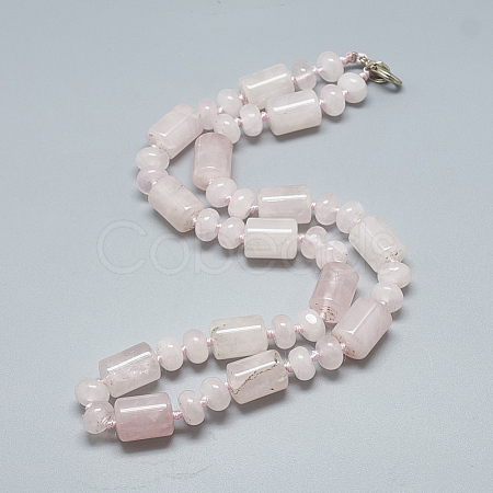 Natural Rose Quartz Beaded Necklaces NJEW-S392-16-1