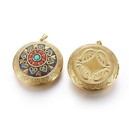 Handmade Brass Locket Pendants KK-P179-D02-1
