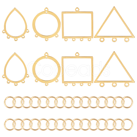 Unicraftale 58Pcs 5 Style Vacuum Plating 201 Stainless Steel Chandelier Components Links STAS-UN0030-09-1