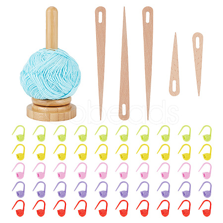  1 Set Wooden Big Eye Knitting Needles DIY-NB0009-58-1