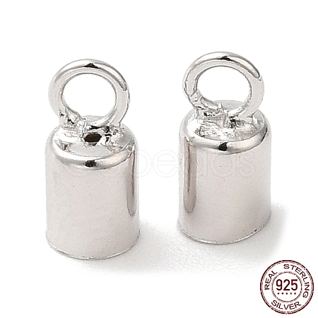 Rhodium Plated 925 Sterling Silver Cord Ends STER-P055-02B-P-1