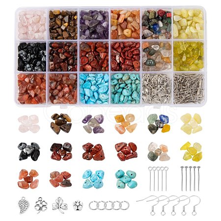 DIY Mixed Stone Chip Beads Jewelry Set Making Kit DIY-FS0002-35-1