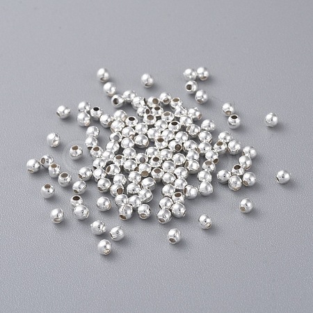 Silver Color Plated Round Iron Spacer Beads X-E004-S-1