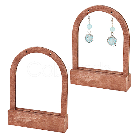 Hollow Arch Shaped Wood Single Pair Earring Diaplay Stands EDIS-WH0029-81B-1