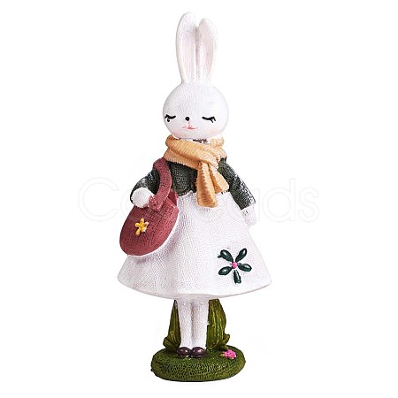 Resin Standing Rabbit Statue Bunny Sculpture Tabletop Rabbit Figurine for Lawn Garden Table Home Decoration ( White ) JX082A-1