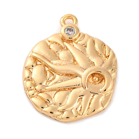 Brass Pendants With Clear Cubic Zirconia KK-S403-05G-1