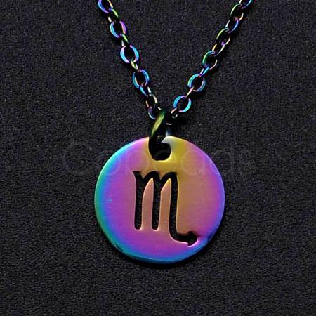 Rainbow Color Titanium Steel Constellation Pendant Necklace for Women ZODI-PW0001-039H-1