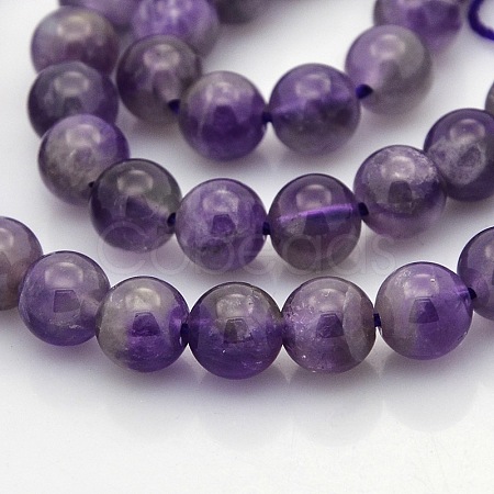 Natural Amethyst Round Beads Strands G-N0120-11A-8mm-1