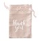 Organza Drawstring Bags, Candy Storage Bags, Rectangle with Word Thank You, PeachPuff, 15.2x10x0.15cm