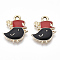 Eco-Friendly Zinc Alloy  Pendants, with Enamel, Bird, Cadmium Free & Nickel Free & Lead Free, Golden, Black, 18x14.5x2.5mm, Hole: 2mm