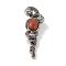 Natural Red Jasper Pendants, with Alloy  Findings, Antique Silver, 61.5x20x8mm, Hole: 9.5x7mm