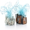 Round Organza Drawstring Bags, Candy Storage Bags, with Sequins, Deep Sky Blue, 26cm