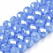 Electroplate Glass Beads Strands, Imitation Jade Beads, Pearl Luster Plated, Faceted, Rondelle, Cornflower Blue, 3.5~3.8x3mm, Hole: 0.4mm, about 113~115pcs/strand, 12.80~12.99 inch(32.5~33cm)