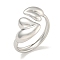 Non-Tarnish 304 Stainless Steel Heart Open Cuff Ring for Women, Stainless Steel Color, Inner Diameter: 16mm