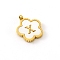 Golden Tone Stainless Steel Pave White Shell Letter Flower Charms, Letter X, 13mm