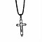 Titanium Steel Box Chain Necklaces, Hollow Cross Pendant Necklaces for Men