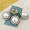 Alloy Shank Buttons, with Imitation Pearl Beads, 1-Hole, Half Round, Platinum, 20mm