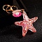 Diamond-Studded Starfish Shell Car Zinc Alloy Keychain Acrylic Cute Men and Women Bag Pendant Metal Keychain Ring Gift, Light Coral, 17x8cm