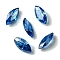 Cubic Zirconia Cabochons, Point Back, Horse Eye, Steel Blue, 12x6x3mm