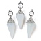 Opalite Faceted Cone Big Pendants, with Rack Plating Alloy Findings, Platinum, 61x18.5x17mm, Hole: 8x5mm