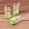 Transparent Resin Pendants, Cup Charms with Fruit, Green Yellow, 26x16mm, Hole: 2mm