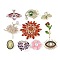 Golden Alloy Brooches, Mixed Shapes, 28~68x21~65.5x5.5~15.5mm