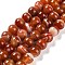 Natural Striped Agate/Banded Agate Beads Strands, Dyed, Round, Coral, 10mm, Hole: 1.2mm, about 19pcs/strand, 7.60''(19.3cm)