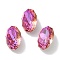 Glass Rhinestone Cabochons, Point Back & Back Plated, Faceted, Oval, Fuchsia, 14x9.1x5mm