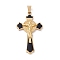 Easter Theme PVD Vacuum Plating 304 Stainless Steel Enamel Pendants, Crucifix Cross, Black, 45x25.5x4.5mm, Hole: 4x7.5mm