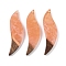 Resin & Wood Big Pendants, Leaf Charms, Light Salmon, 51x14.5x3.5mm, Hole: 1.8mm