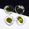 Transparent Resin Cabochons, with Silver Foil, Flat Round, Yellow Green, 32.5x30x4~4.5mm