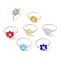 7Pcs 7 Styles Flower Glass Beads Finger Rings, Copper Wire Wrapped Ring for Women, Silver, Inner Diameter: 19~19.5mm, 1pc/style