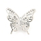 Brass Cubic Zirconia Beads, Long-Lasting Plated, Lead Free & Cadmium Free, Butterfly, Silver, 15x17x8mm, Hole: 3mm