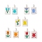 Handmade Glass Seed Loom Pattern, Rectangle with Sun & Flower Pendant, Mixed Color, 18~19x10x1.7mm, Hole: 4.5mm, 10pcs/set