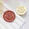 Golden Tone Round Wax Seal Brass Stamp Heads, for Wax Seal Stamp, Flower with Letter Pattern, Letter U, 20x14mm, Inner Diameter: 7mm