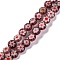 Handmade Millefiori Lampwork Beads Strands, Flat Round, Rosy Brown, 6x3mm, Hole: 0.7mm, about 66pcs/strand, 14.65''(37.2cm)