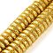 Electroplated Natural Lava Rock Beads Strands, Disc, Heishi Beads, Golden Plated, 10x3mm, Hole: 1.5mm, about 125pcs/strand, 15.91''(40.4cm)