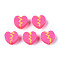 Handmade Polymer Clay Beads, for DIY Jewelry Crafts Supplies, Heart, Hot Pink, 8x9~9.5x4~4.5mm, Hole: 1.8mm