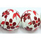 Famille Rose Porcelain Beads, Round, Red, 8mm, Hole: 2~2.5mm