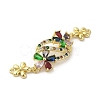 Rack Plating Brass Pave Colorful Cubic Zirconia Flower Connector Charms KK-C052-37E-G-2