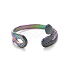 Ion Plating(IP) Rainbow Color 304 Stainless Steel Snake Wrap Open Cuff Ring for Women RJEW-C025-18M-2
