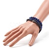 Natural Lapis Lazuli(Dyed) & Lava Rock Round Beads Stretch Bracelets Set BJEW-JB06982-03-5