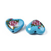 Flower Printed Opaque Acrylic Heart Beads SACR-S305-28-O04-3