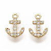 Brass Micro Pave Cubic Zirconia Charms X-ZIRC-T011-06G-NF-1