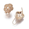 Brass Micro Pave Cubic Zirconia Stud Earring Findings KK-O121-14G-2