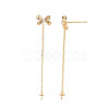 Brass Micro Pave Clear Cubic Zirconia Stud Earring Findings KK-S356-619-NF-2