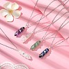 Natural Mixed Gemstone Faceted Bullet Shape Copper Wire Star Wrapped Pendant Necklaces NJEW-JN05024-02-2