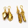 Electroplate Golden Wire Wrapped Gemstone Natural Crystal Pendants G-L133-07-3