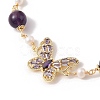 Adjustable Round Natural Amethyst & Natural Pearl Slider Bracelets BJEW-C068-07G-3